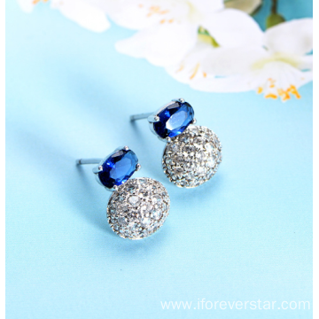 hot sale Sapphire CZ 925 silver earring women